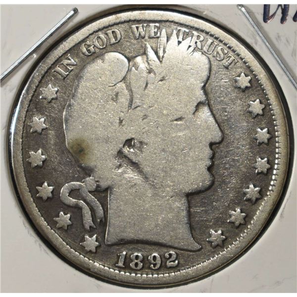 1892 BARBER HALF DOLLAR