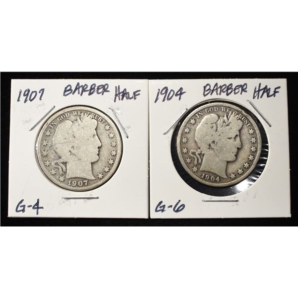 1904 & 1907 BARBER HALF DOLLARS