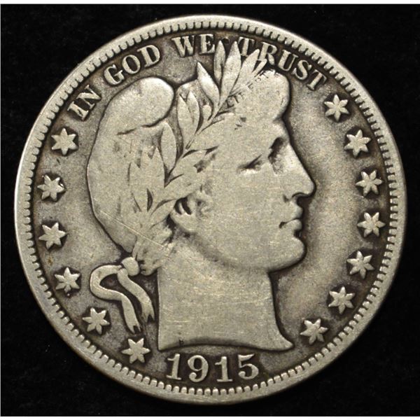 1915-D BARBER HALF DOLLAR VG/F