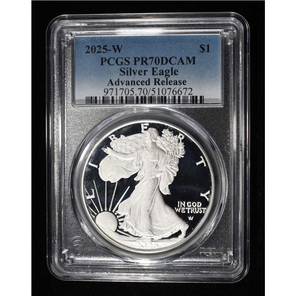 2025-W AMERICAN SILVER EAGLE PCGS PR70 DCAM