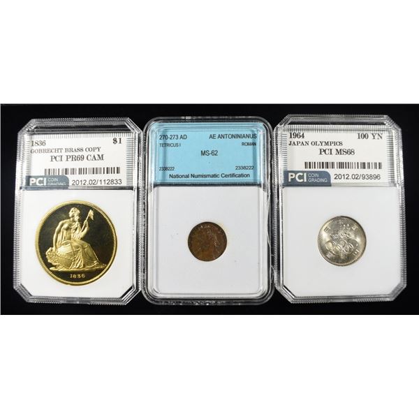(3) MIXED GRADED COINS