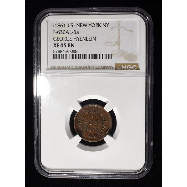 1861-65 NEW YORK GEORGE HYENLEIN NGC XF 45 BN