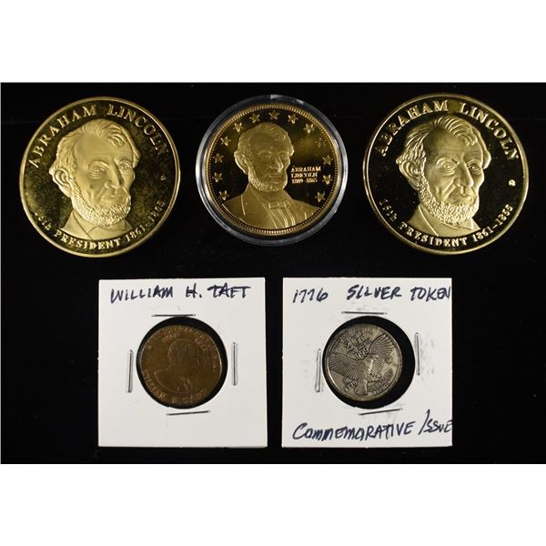 (5) MEDALS AND TOKENS SOME SILVER