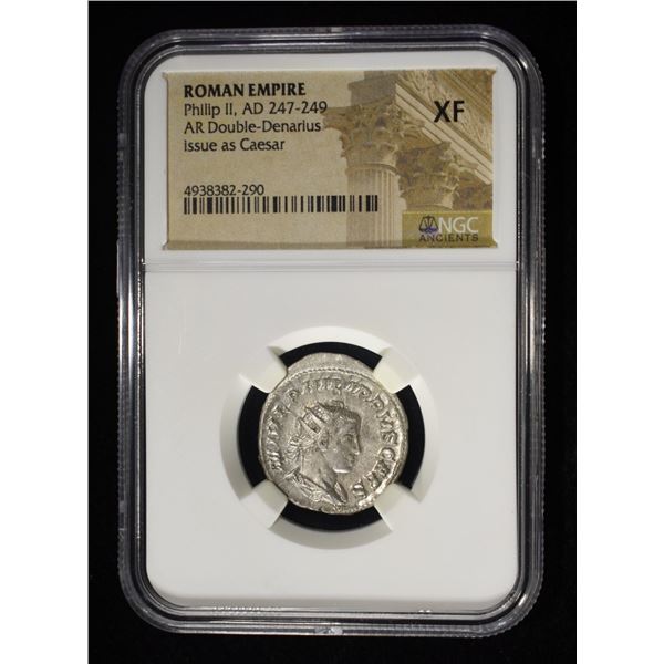 AD 247-249 PHILLIP II AR DOUBLE-DENARIUS NGC XF