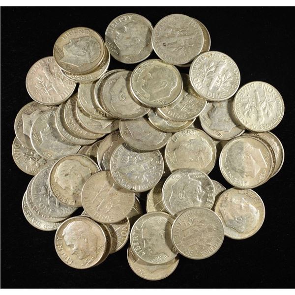 (50) ROOSEVELT DIMES 90% SILVER