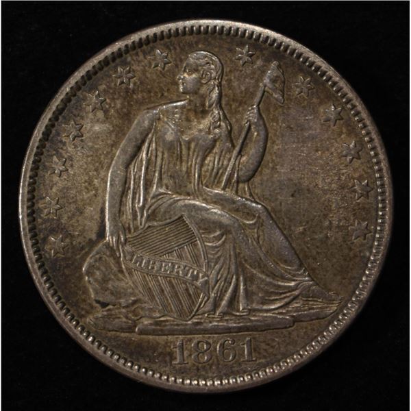 1861 SEATED LIBERTY HALF DOLLAR AU/BU