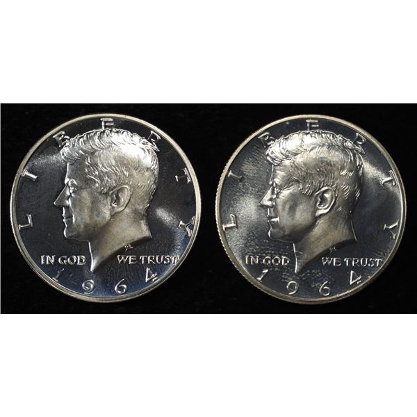 (2) 90% SILVER 1964 KENNEDY HALF DOLLARS PROOF BU