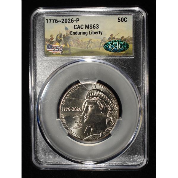 1776-2026-P ENDURING LIBERTY HALF DOLLAR CAC MS-62