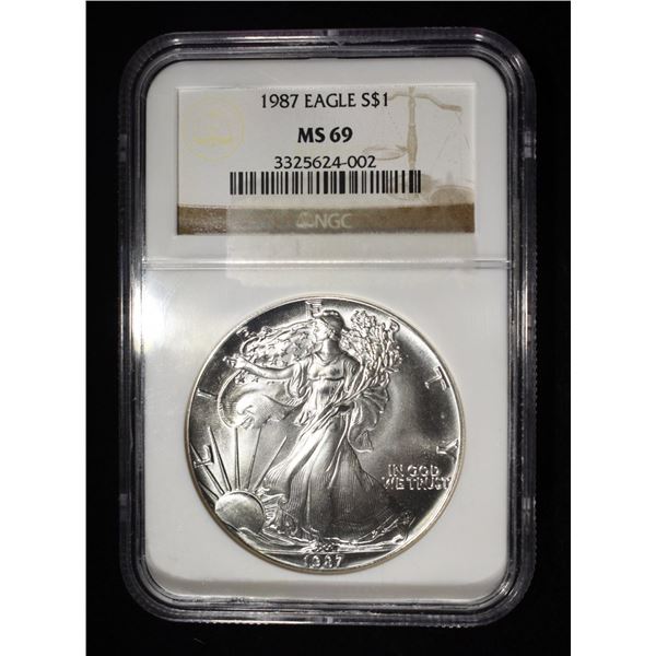 1987 AMERICAN SILVER EAGLE NGC MS69