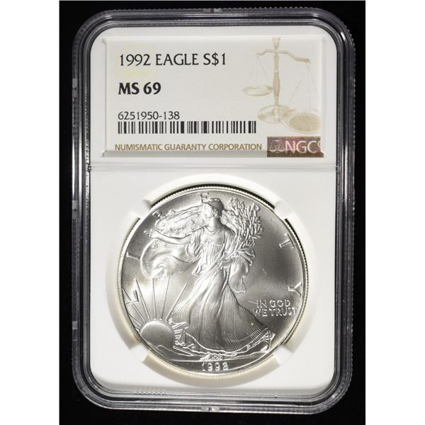 1992 AMERICAN SILVER EAGLE NGC MS69