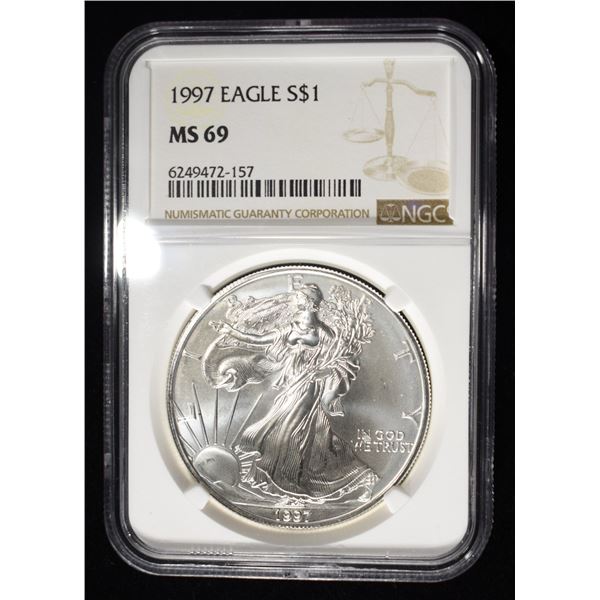 1997 AMERICAN SILVER EAGLE NGC MS69