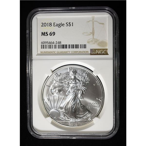 2018 AMERICAN SILVER EAGLE NGC MS69