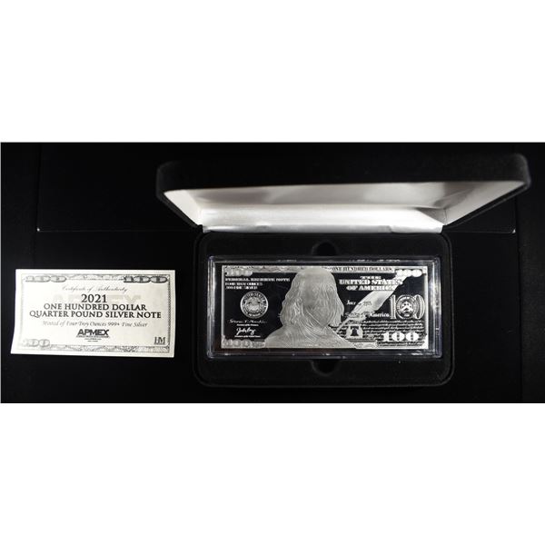 $100 NOTE  4 OZ .999 SILVER