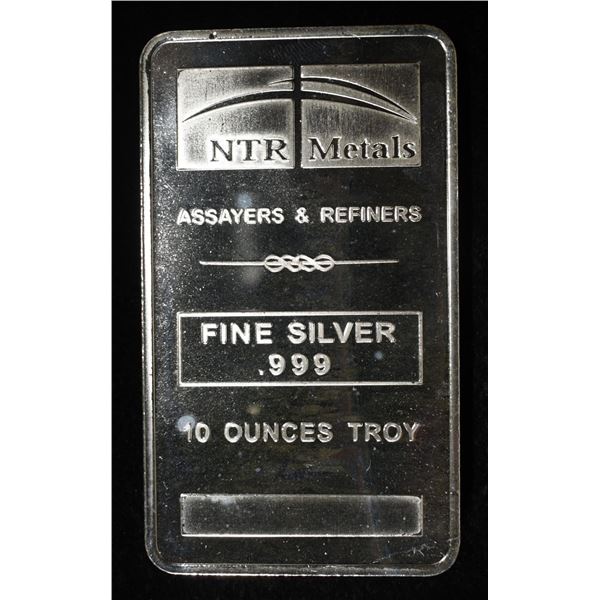 NTR METALS 10 OZ .999 SILVER BAR
