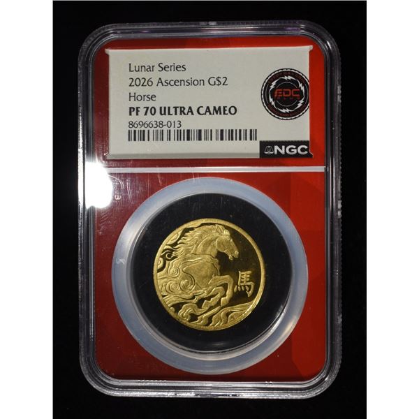 2026 ASCENSION $2 GOLD HORSE NGC PF-70 ULTRA CAMEO