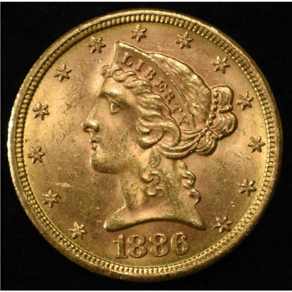 1886-S LIBERTY GOLD $5