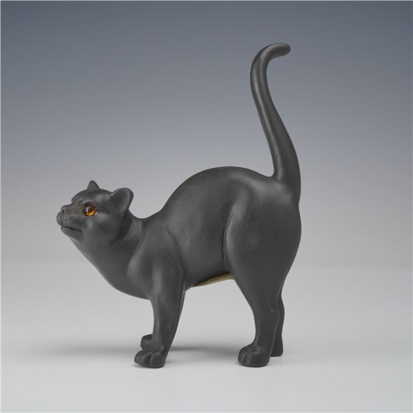 Wedgwood Style Black Basalt Cat Figurine