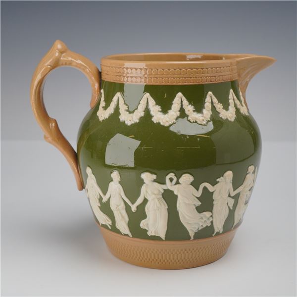 Copeland Late Spode England Earthenware Green Glazed Pitcher