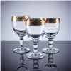 Image 1 : 3pc Gold Rim Crystal Wine Glasses