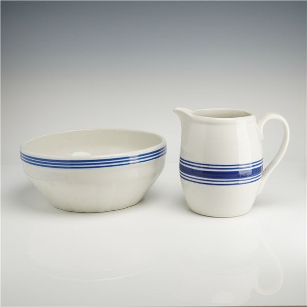 USA Heritage Blue Stripe Stoneware Pitcher and Bowl Set