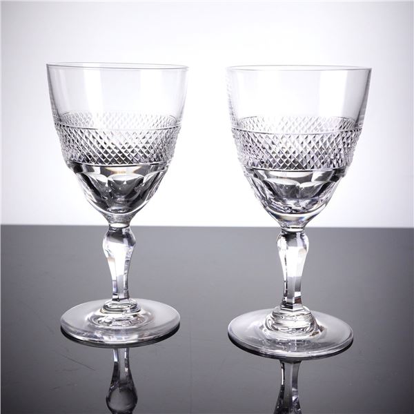 A Pair of Orrefors Rio Patern Cut Sherry Glasses