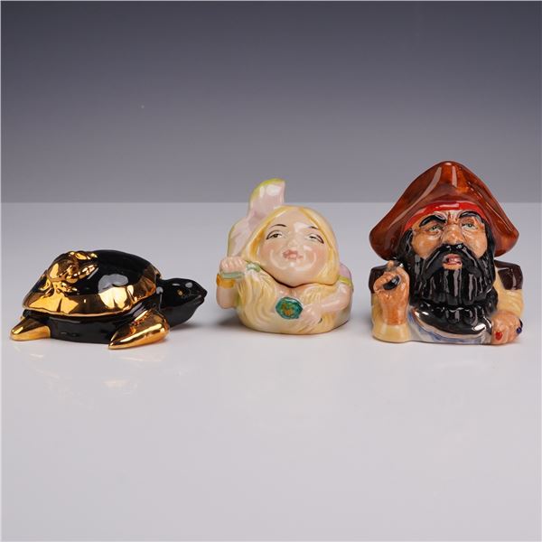 Three Kevin Francis Face Pots- Ariel Prototype, Scooby the Turtle and Pirate