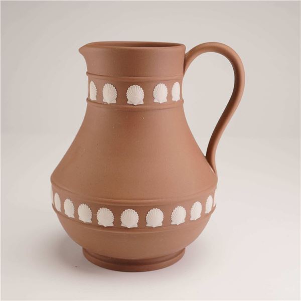 Wedgwood Jasperware Taupe Etruscan Jug with Shell Motif