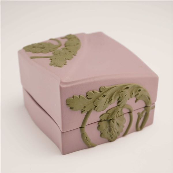Wedgwood Lilac and Olive Green Jasperware Square Trinket Box