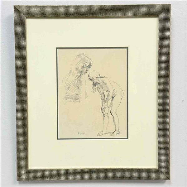 Joseph Sherly Sheppard (American, b. 1930) Graphite Drawing, Figure Studies