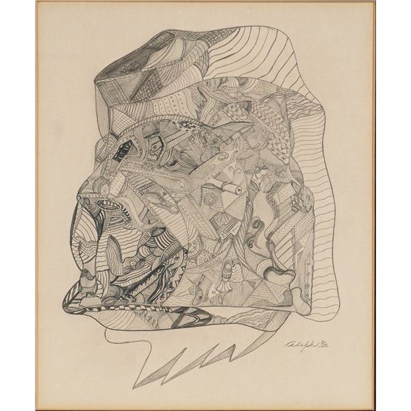 Rafael Aleph Abstract Cubist Style Graphite Drawing on Paper
