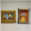 Image 1 : 2pc Rafael Aleph Framed Acrylic and Oil Paintings
