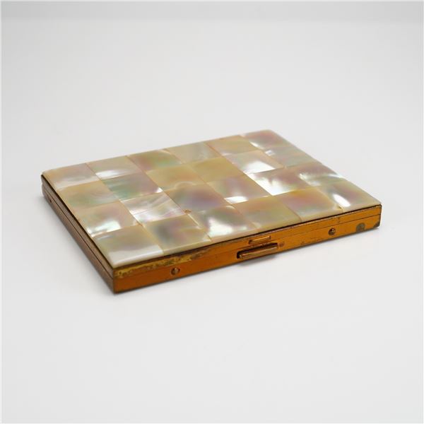 Mother of Pearl and Brass Compact Case