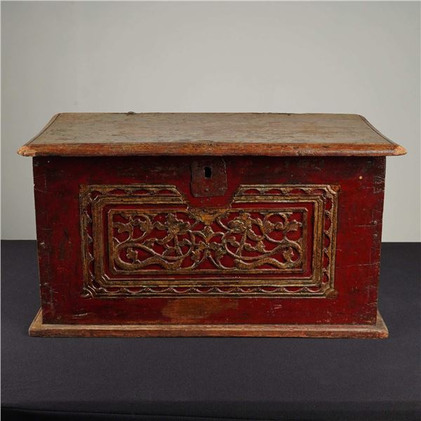 Vintage Indonesian Hand-Carved Floral Wooden Dowry Chest