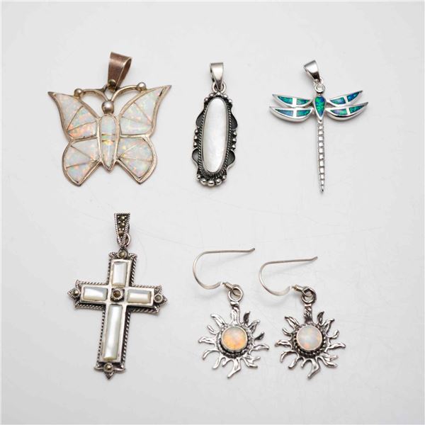 6-Piece Collection of Sterling Silver Pendants and Sunburst Earrings