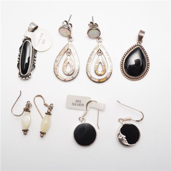 8-Piece Collection of Sterling Silver Jewelry Including Three Pairs of Earrings and Two Pendants