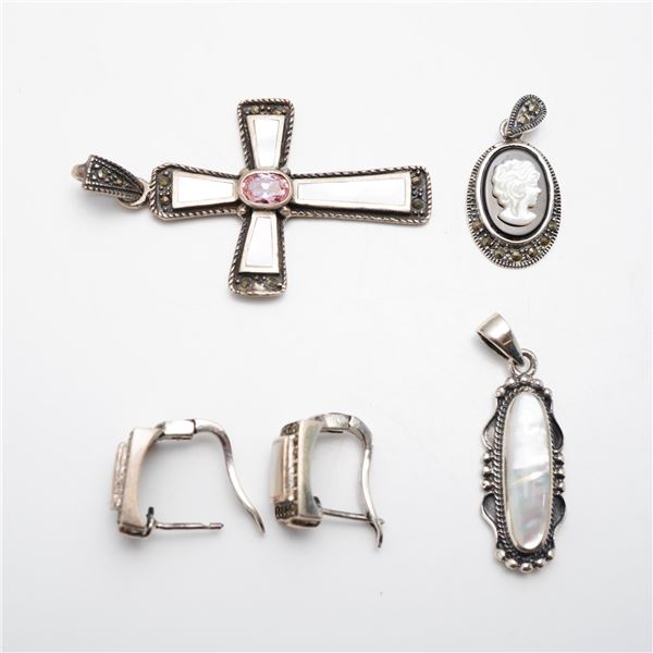 5 Piece Collection of Sterling Silver Gemstone and Mother-of-Pearl Jewelry