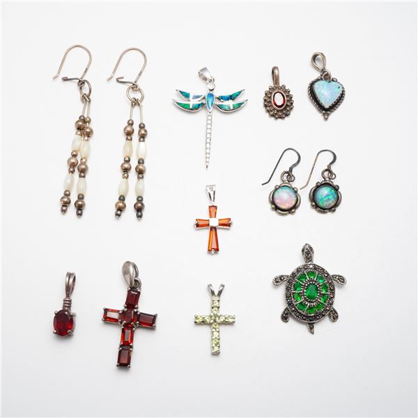 12 Piece Collection of Sterling Silver and Gemstone Jewelry