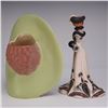 Image 2 : 2pc Lady Figurines Including Lenox Tea At The Ritz & Vintage Ceramic Head Wall Pocket