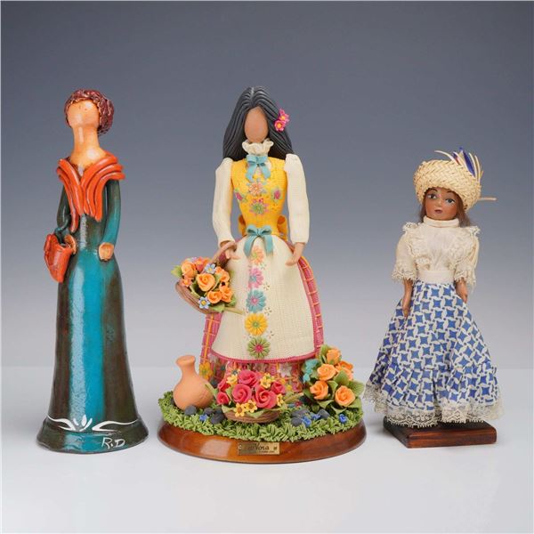 Three Dominican Republic Folk Art Figurines including Nora and Cenadarte Examples