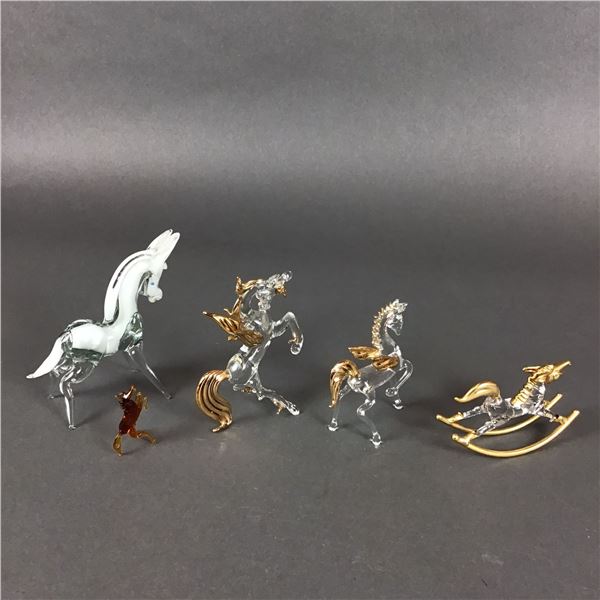 5pc Hand Blown Glass Animal and Mythical Creature Figurines
