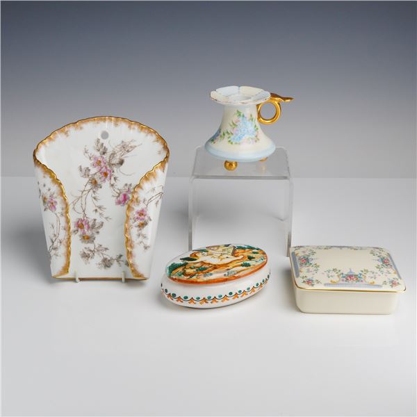 4pc Ceramic Lidded Boxes, Wall Decoration & Candleholder