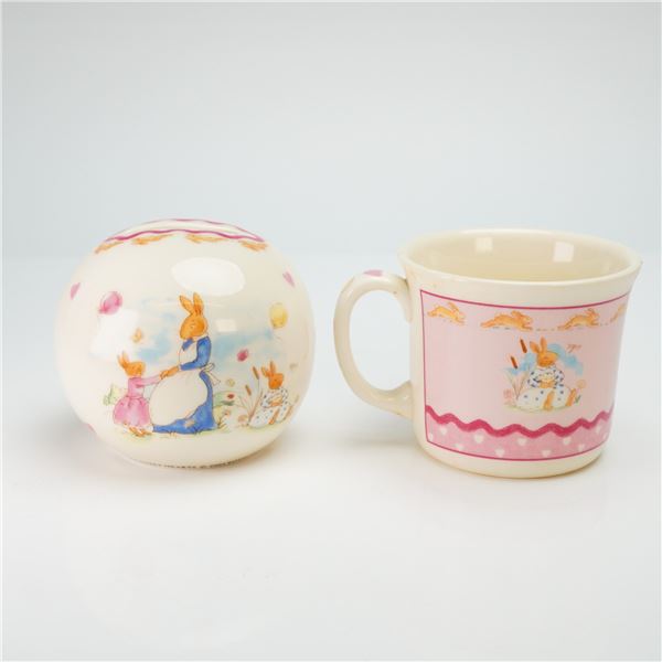2pc Royal Doulton Bunnykins Bone China Money Ball and Mug