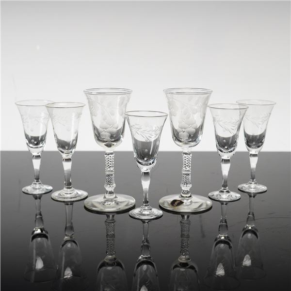 7pc Sharpe Etched Glass Stemware Pieces