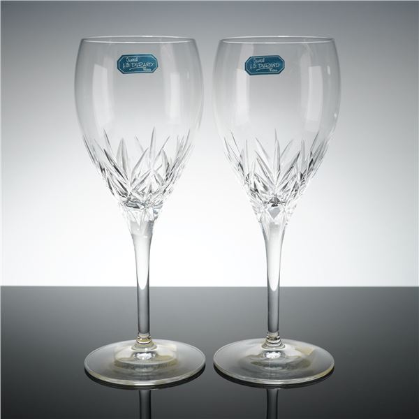 Pair of J.G. Durand France Crystal Wine Glasses, Orion