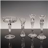 Image 1 : 4pc Cut Glass Compote, Vase, and Pair of Candleholders