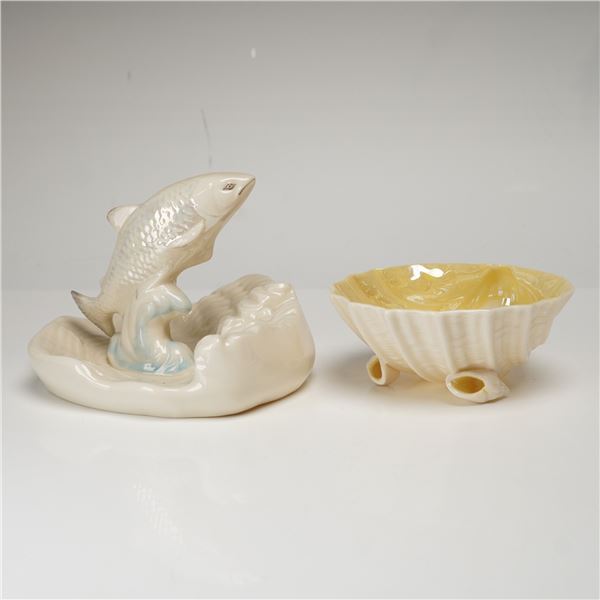 2pc Belleek Parian Porcelain Nautical Items