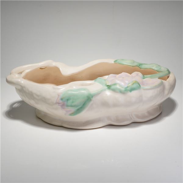 Weller Pottery White Floral Relief Centerpiece Planter