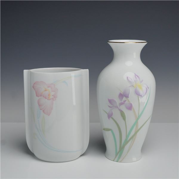 Two Seltmann Weiden and Otagiri Porcelain Iris Vases