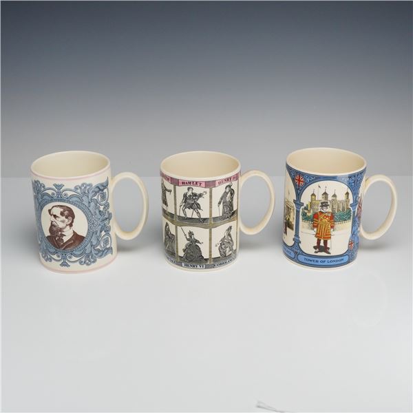 3pc Wedgwood Commemorative Transfer-Printed Earthenware Mugs