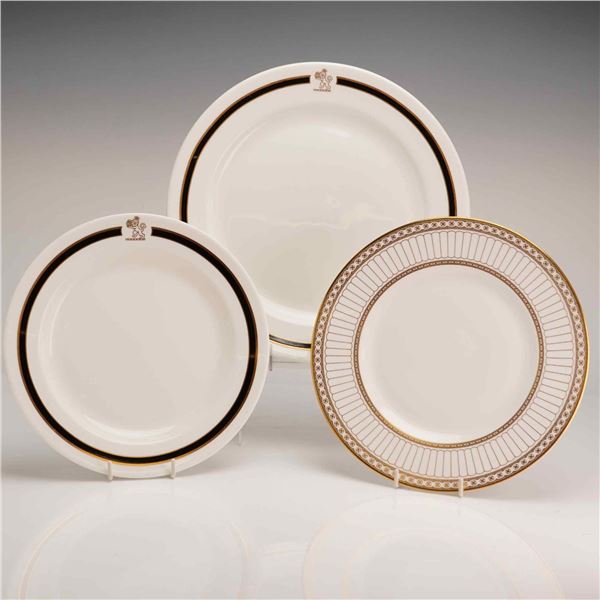 Three Wedgwood Porcelain Plates Including Metallised and Colonnade Gold